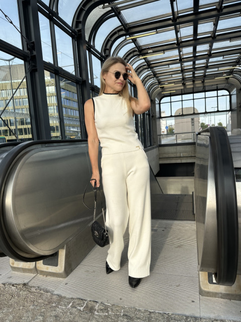 DI'SHE KOMPLET DZIANINOWY TOP+SPODNIE ŚMIETANA DI'SHE KOMPLET DZIANINOWY TOP+SPODNIE ŚMIETANA