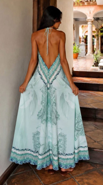 FRIME LETNIA SUKIENKA MAXI PRINT ZIELONY PASTEL KWIAT FRIME LETNIA SUKIENKA MAXI PRINT ZIELONY PASTEL KWIAT